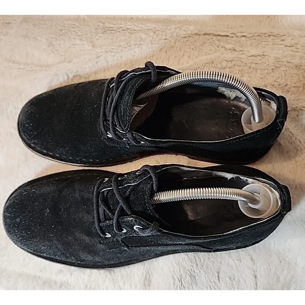 UGG Shoes Suede Oxford Comfort Sheepskin Lined Chaucer 3269 Lace Up Black Mens 9